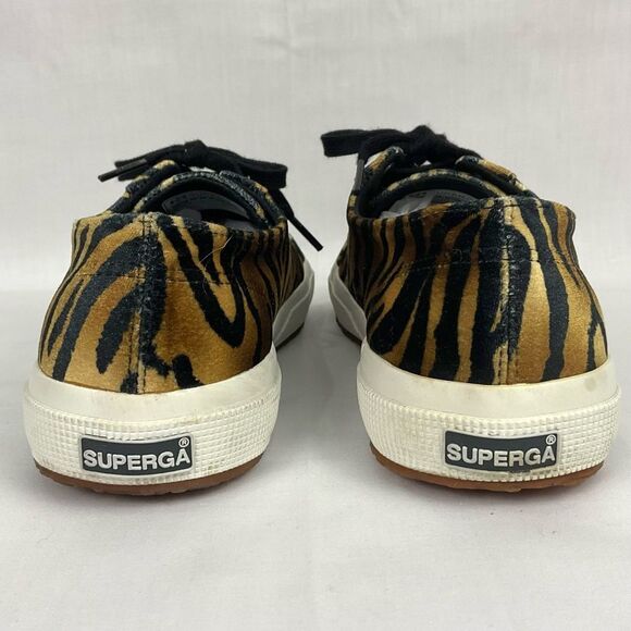 Superga Velvet Zebra Sneakers 2750 Sz 9.5 Tennis Shoes Joggers Gym Shoes Animal - Picture 5 of 9